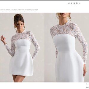 Birdie White Lace Long-Sleeve Mini Dress